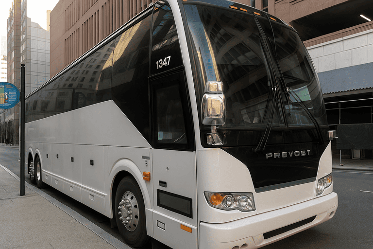 a Charter Bus Rental Rogers coach bus
