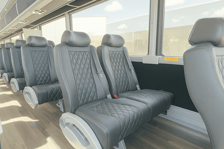 interior of Charter Bus Rental Rogers charter bus